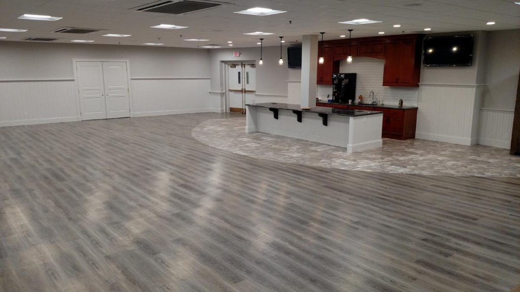 Luxury vinyl tile installation at First Presbyterian Church - Raskin LVT